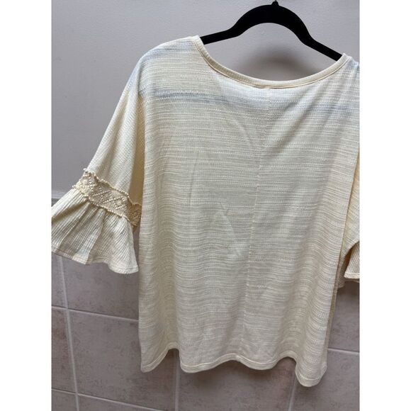 Ruby Rd Top Blouse with ruffle sleeve detail. Yellow. Womens. Sz L - Picture 9 of 9